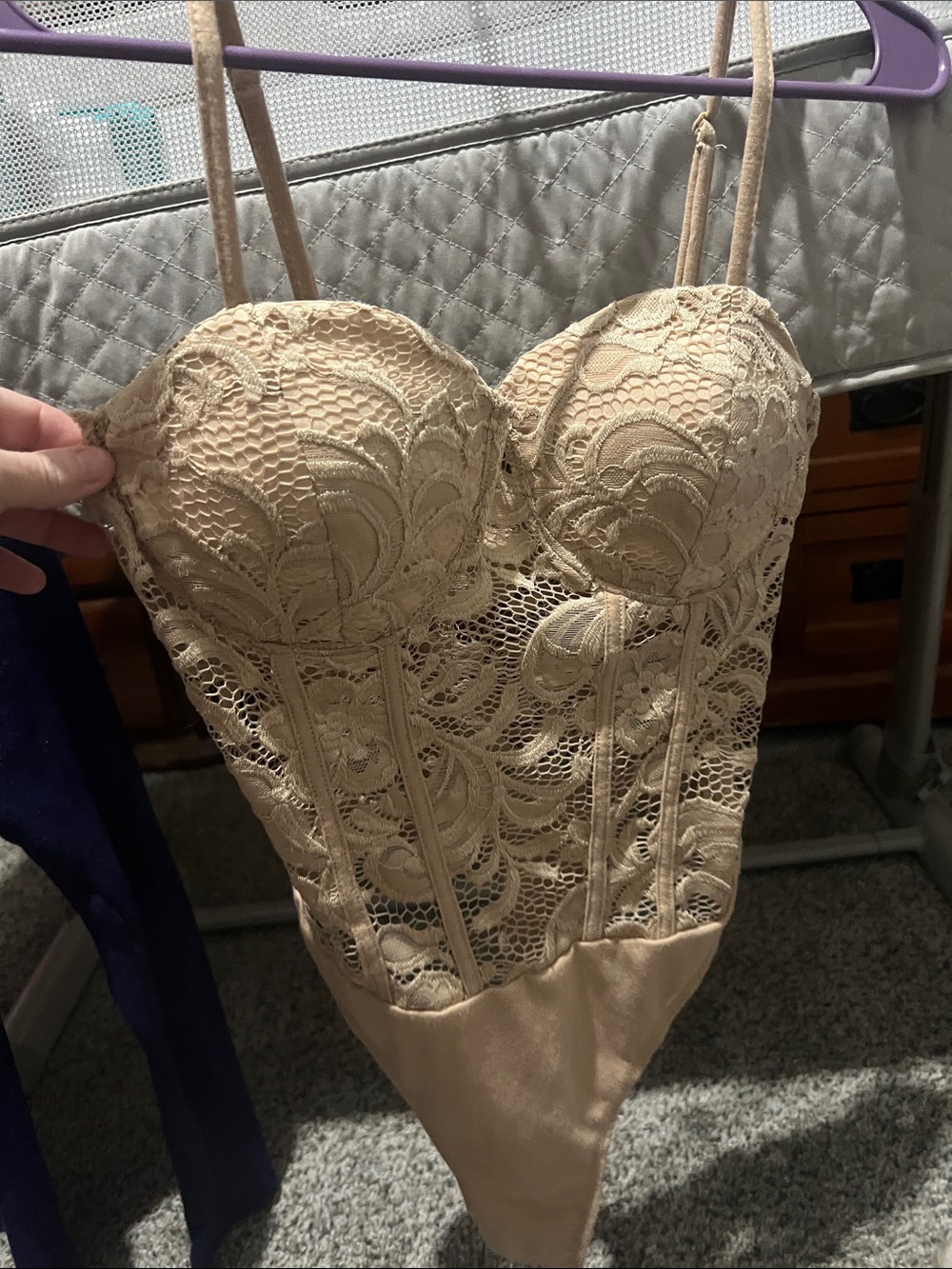 Almost Famous Beige Lace Bustier Bodysuit